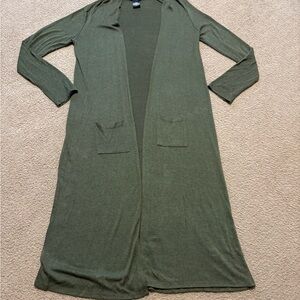 Olive Green Long Cardigan Size M